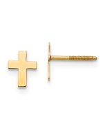 Winky Shine 14k Madi K Polished Tiny Cross Silicone Back Earrings