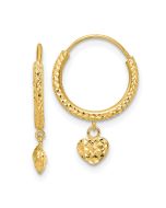 Cotton Buddy 14K Madi K D/C Heart Hoop Earrings