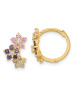 Peanut Spark 14K Madi K Hinged Flower Multicolor CZ Hoop Earrings