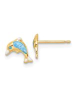 Huggy Song 14k Madi K Polished Enameled Dolphin Post Earrings