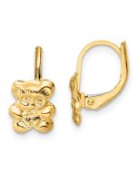 Whimsy Pie 14K Madi K Polished Teddy Bear Leverback Earrings
