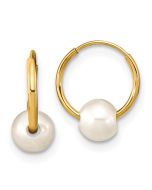 Sprout 14k Madi K 5-6mm White Round Freshwater Cultured Pearl Hoop Earrings