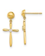 Sprout 14k Madi K Polished CZ Cross Post Dangle Earrings