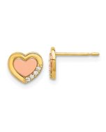 Snuggle Joy 14k Madi K Two-tone Polished CZ Heart Post Earrings
