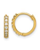 Dreamy Bear 14k Madi K Polished CZ 2mm Hinged Huggie Hoop Earrings