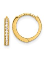 Jellybean Nook 14k Madi K Polished CZ 2mm Hinged Huggie Hoop Earrings