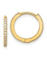 Star Bear 14k Madi K Polished CZ 1.25mm Hinged Huggie Hoop Earrings
