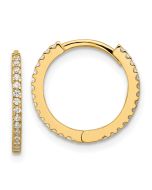 Snowflake Spark 14k Madi K Polished CZ 1.25mm Hinged Huggie Hoop Earrings