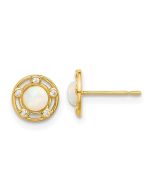 Buddy 14k Madi K Polished Created Opal and CZ Post Earrings