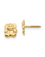 Sunny Glow 14k Madi K Polished Teddy Bear Screwback Earrings