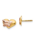 Cricket Boo 14k Madi K Polished & Rhodium Butterfly Heart Screwback Earrings