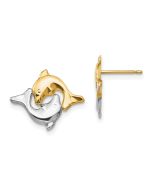 Cotton Shine 14k Madi K w/Rhodium Dolphin Post Earrings