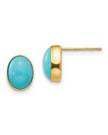 Snuggle 14k Madi K Bezel Set Oval Turquoise Post Earrings