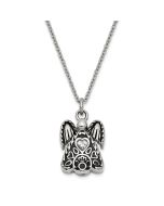 Sentimental Expressions Stainless Steel Clear CZ April Birthstone Antiqued Angel Ash Holder 18 Inch Necklace