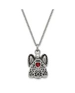 Sentimental Expressions Stainless Steel Red CZ July Birthstone Antiqued Angel Ash Holder 18 Inch Necklace