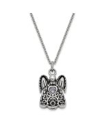 Sentimental Expressions Stainless Steel Light Purple CZ June Birthstone Antiqued Angel Ash Holder 18 Inch Necklace