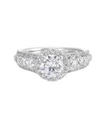 Majestic Three-Row Halo Semi-Mount Ring 1.13CTW