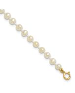 Sunny Boo 14k 3-4mm White Semi-Round Freshwater Cultured Pearl 4 inch Bracelet