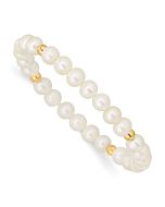 Selene 14k Madi K 4-5mm White Egg Shape Freshwater Pearl Beaded Stretch Bracelet