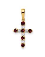Sprinkle Star 14k Garnet and Diamond Cross Pendant