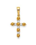 Luna Glow 14k Citrine and Diamond Cross Pendant