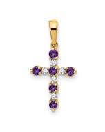 Lollipop Bloom 14k Amethyst and Diamond Cross Pendant