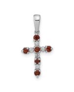Sprout Shine 14k White Gold Garnet and Diamond Cross Pendant