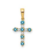 Lollipop Pie 14k Blue Topaz and Diamond Cross Pendant