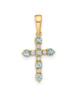 Doodle 14k Aquamarine and Diamond Cross Pendant