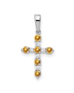Pip Star 14k White Gold Citrine and Diamond Cross Pendant