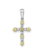Cuddles Cloud 14k White Gold Peridot and Diamond Cross Pendant