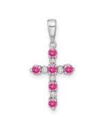 Skippy Nook 14k White Gold Pink Tourmaline and Diamond Cross Pendant