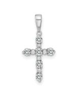 Ripple Bloom 14k White Gold White Topaz and Diamond Cross Pendant