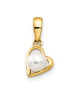 Zippy Star 14k FW Cultured Pearl Children's Heart Pendant