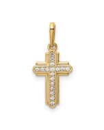Tranquil Iris 14K Cross CZ Pendant