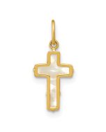 Peanut Song 14K Polished Mother of Pearl Cross Pendant