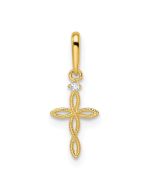 Buddy Nest 14k CZ Textured Cross Pendant