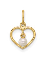 Graceful Meadow 14K Polished Freshwater Cultured Pearl Dangle in Heart Pendant