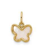 Serene Rose Silver River 14K Polished Mother of Pearl Butterfly Pendant