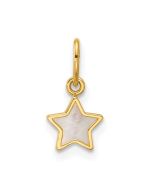 Refined Camellia Crystal Birch 14K Polished Mother of Pearl Star Pendant