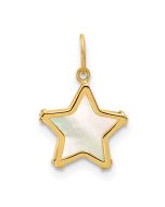 Serene Zephyr Dawn Oak 14K Polished Mother of Pearl Star Pendant