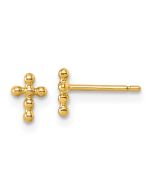 Skippy Cloud 14K Polished Beaded Cross Post Earrings
