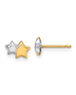 Cotton Star 14K with Rhodium Polished Double Star Post Earrings