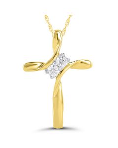 10k Yellow Gold Diamond Cross Pendant