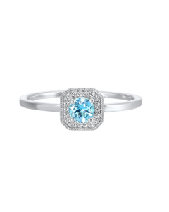 10kt White Gold, Diamond & Blue Topaz Ring