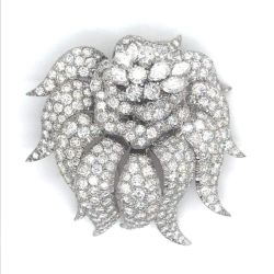 1950's Platinum 20.00 Ct. Diamond Brooch
