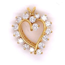 18K Yellow Gold Diamond Heart Pendant
