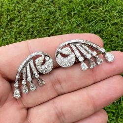 Platinum Art Deco 6.10 Ct. Diamond Earrings
