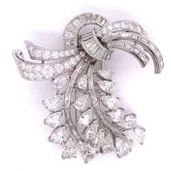 Art Deco Platinum 12.40 Ct. Diamond Brooch
