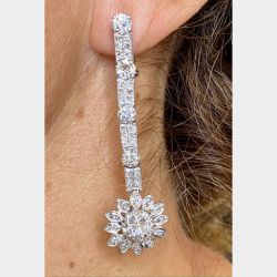 Antique White Gold Diamond Chandelier Earrings